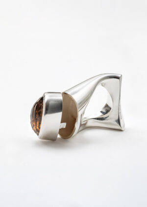Hidden Treasures - Silver Tube with Smoky Quartz - Ring